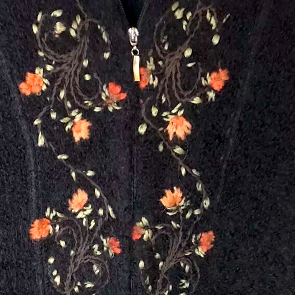 Alpaca Peru Caamano Zip Front Jacket Floral Sz - Picture 3 of 9